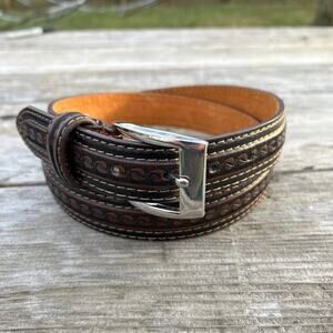 Gold Coast Belt Brown Black Textured 42 Silver Tone Buckle